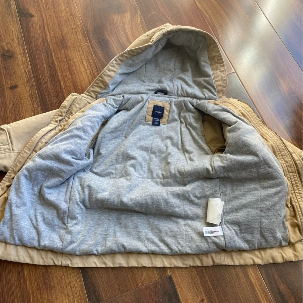 Baby GAP Cotton Toggle Duffle Chore Coat Lined With Hood 18-24M
